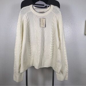 Universal Thread Women’s Elegant Cream Cable Knit Sweater Size XXL